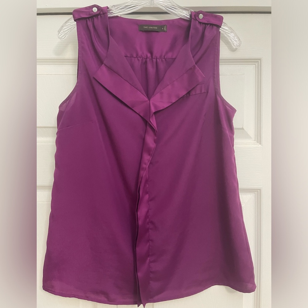 The Limited, purple sleeveless top, 100% polyester